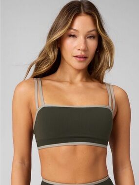 New ! Fabletics -Double-Strap Olive Bandeau Bralette - Women Intimates